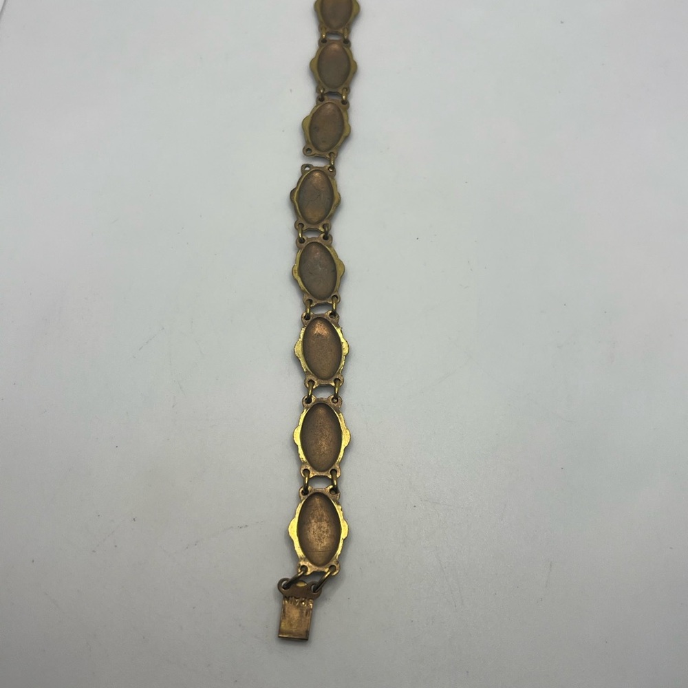 Toledo Spain gold tone black & white enameled design bracelet vintage - Picture 11 of 16